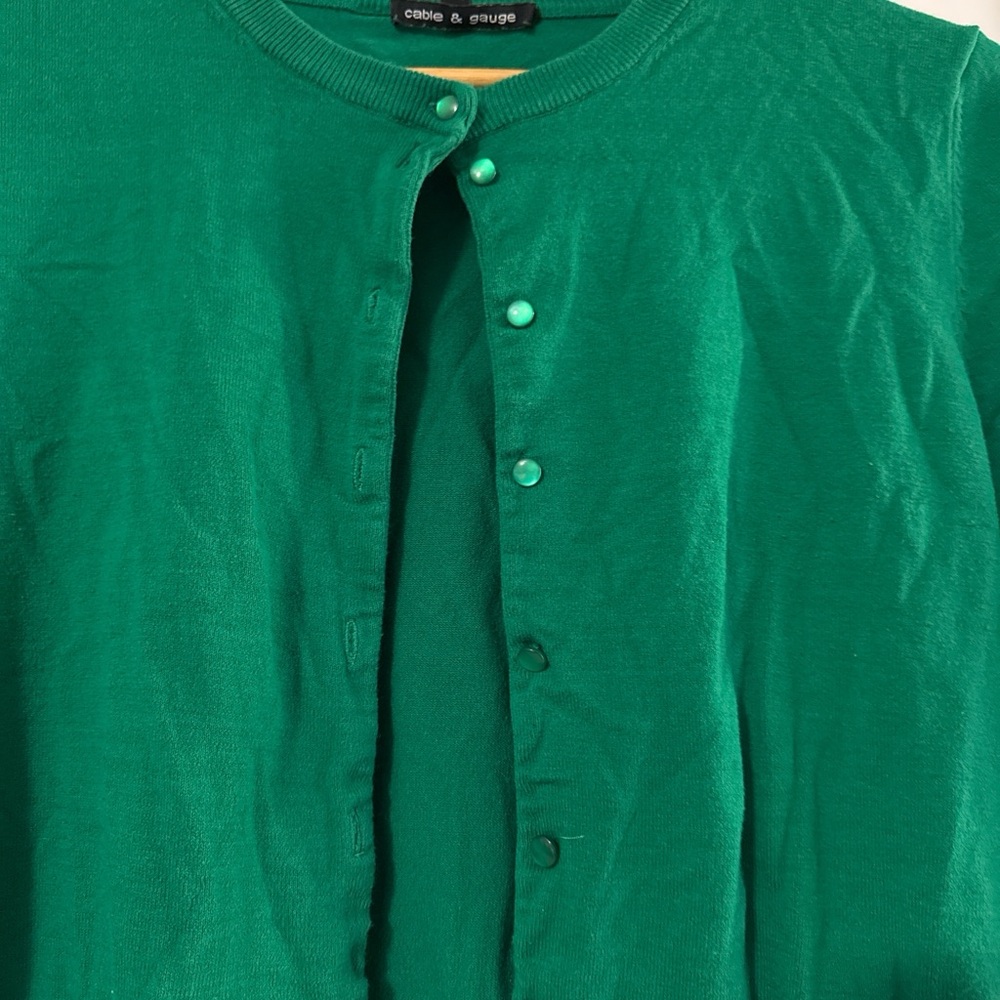 Cable & Gauge Emerald Button-Up Cardigan - Picture 2 of 4